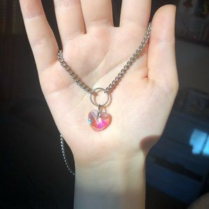 Iridescent heart chain necklace